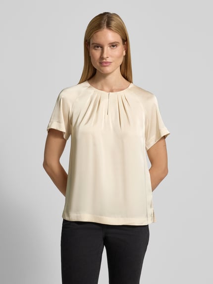 COMMA Relaxed Fit Bluse mit gelegten Falten Beige 4
