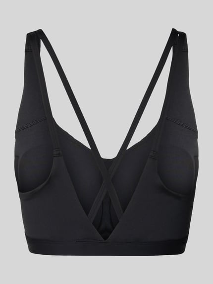 Produktfoto, Sport-BH mit Logo-Detail von adidas Sportswear in Schwarz, Elastischer-Material-Mix, Eng anliegender-Schnitt, Rückseitig gekreuzte Träger, Logo-Detail