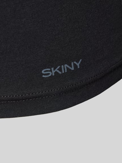 Produktfoto, schwarzes Slim Fit Tanktop aus Baumwoll-Mix von SKINY, feine Struktur, elastisch, Rundhalsausschnitt, ärmellos