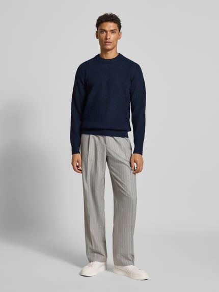 Selected Regular Fit Strickpullover mit Alpaka-Woll-Anteil Modell 'RAI' Dunkelblau 1