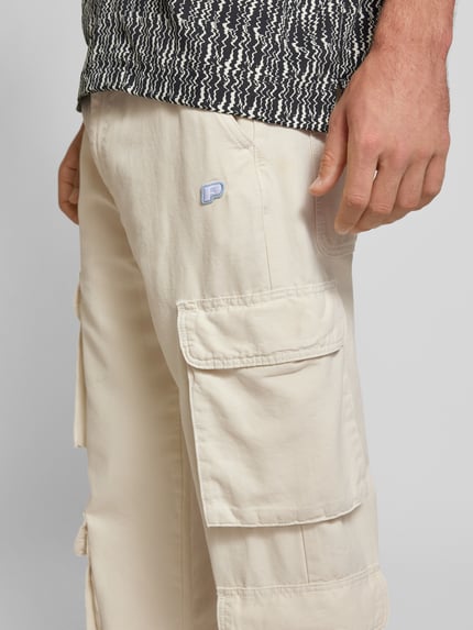 PEGADOR Wide Leg Cargohose mit Label-Stitching Modell 'PRETO' Offwhite 3