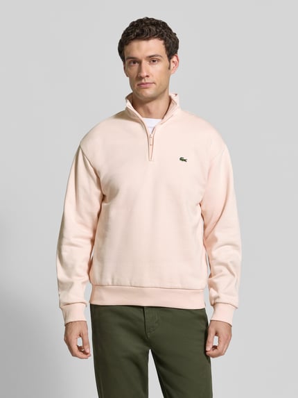 Lacoste Krój regular fit troyer z mieszanka bawełny Jasnoróżowy 4