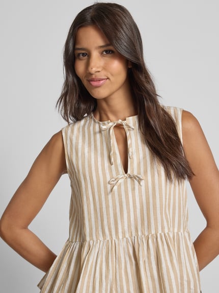 Scotch & Soda Regular fit blousetop met druppelvormige hals Zand - 3