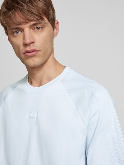 adidas Originals T-shirt met geribde ronde hals Lichtblauw - 3