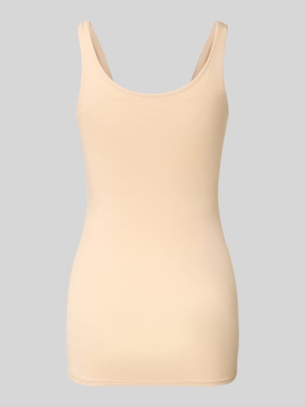 Produktfoto, Slim Fit Top aus katoenmix van Schiesser in licht beige, ronde hals, semitransparant dames top, gladde textuur