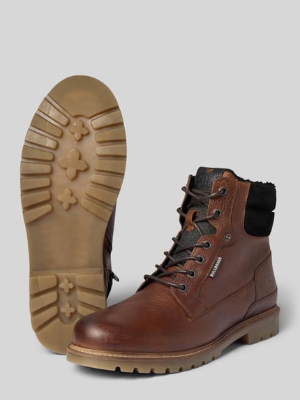 BULLBOXER Schnürstiefel aus Rindsnappa mit Reißverschluss Cognac 4