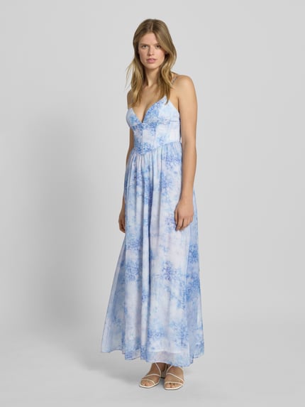 Bardot Abendkleid mit V-Ausschnitt Modell 'ELIAS' Hellblau 1