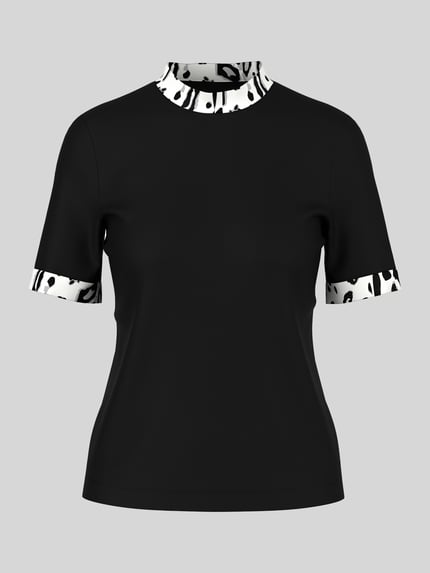 Marc Cain T-Shirt mit kontrastierenden Bundabschlüssen Black 2