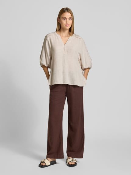 FREE/QUENT Bluse aus Leinen-Mix mit verlängertem Rücken Modell 'Lava' Sand 1