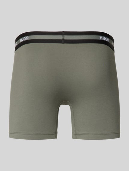 Produktfoto, Slim Fit Trunks aus Baumwoll-Mix im 3er-Pack Modell 'PLANET' von HUGO, Optik: Unifarben, Label-Schriftzug am Bund, Materialverarbeitung: Stretch-Jersey, Passform: Slim Fit, Bundabschluss: Elastisch, Multipack: 3er-Pack
