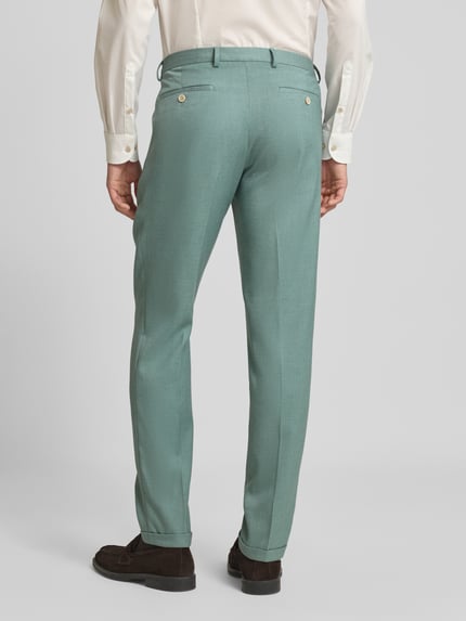 MCNEAL Spodnie do garnituru o kroju slim fit z dodatkiem lnu Zielony 5