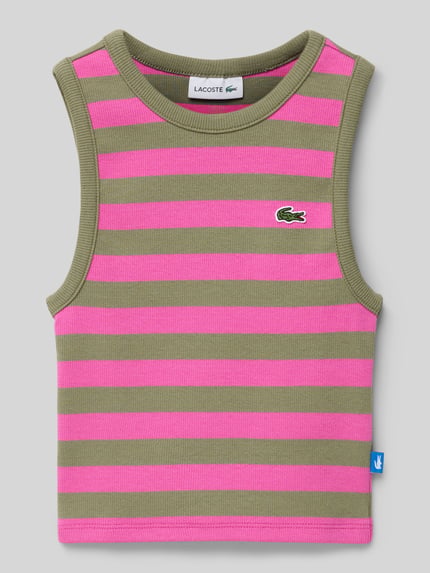 Lacoste Tanktop met logobadge Felroze - 1