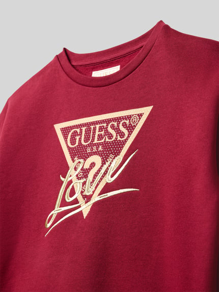 GUESS Regular Fit Sweatshirt mit Logo-Print Modell 'Active' Dunkelrot 2
