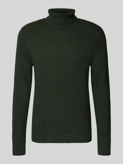 Selected Regular Fit Rollkragenpullover aus reiner Baumwolle Modell 'TREVOR' Dunkelgruen 2
