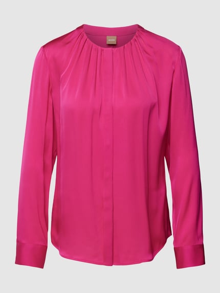 BOSS Blouseshirt met plooien, model 'Banorah' Felroze - 2