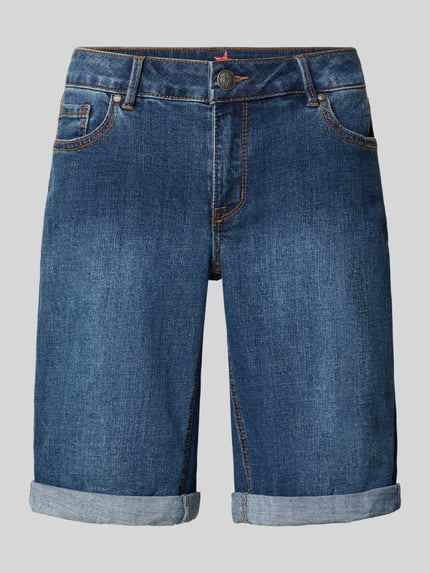 Productfoto, donkerblauwe jeansshorts met omslag Modell 'Italy' van Buena Vista, straight fit, katoenmix met viscose, steekzakken
