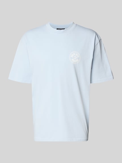 Produktfoto, Oversized T-Shirt mit Label-Print von Pegador, Herren T-Shirt aus Reine Baumwolle in Hellblau, Rundhalsausschnitt, Oversized