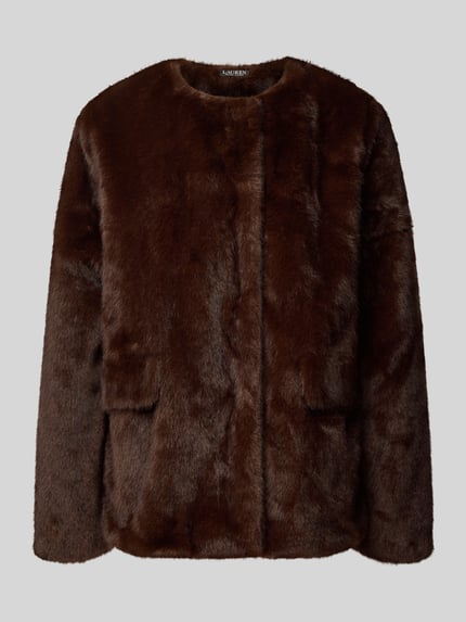 Lauren Ralph Lauren Webpelzmantel mit verdeckter Knopfleiste Dunkelbraun 2