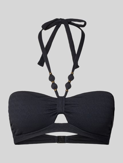 Produktfoto, Bikini-Oberteil mit Ziersteinen Modell 'Keneto' von Banana Moon, Elastischer-Material-Mix, Strukturmuster, Neckholder, Cut-Out.