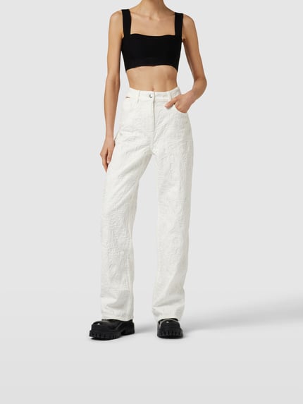 Iro Jeansy o kroju relaxed fit z fakturowanym wzorem Biały 4