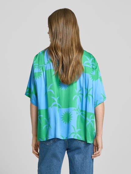 Milano Italy Relaxed fit blouse met doorknoopsluiting Bleu - 5