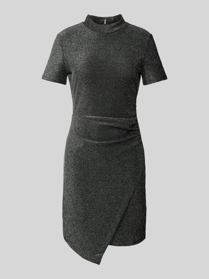 Apricot Minikleid mit Effektgarn Silber 2