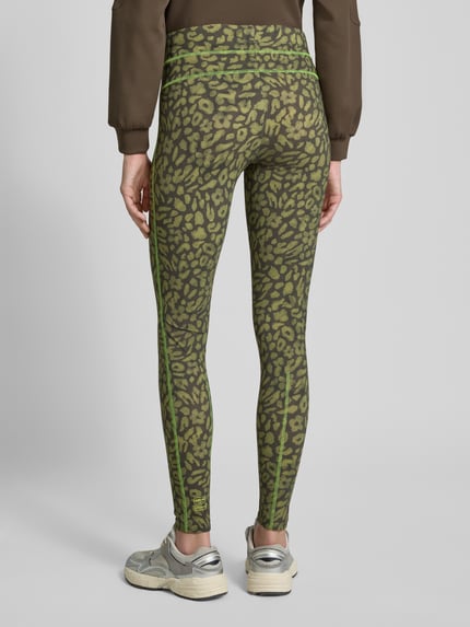 Marc Cain Legginsy sportowe z ozdobnymi szwami Khaki 5