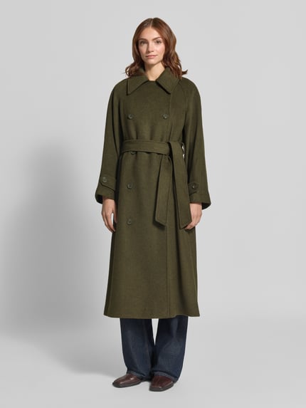 mbyM Mantel aus Woll-Mix mit Bindegürtel Modell 'Odonna' Khaki Melange 4