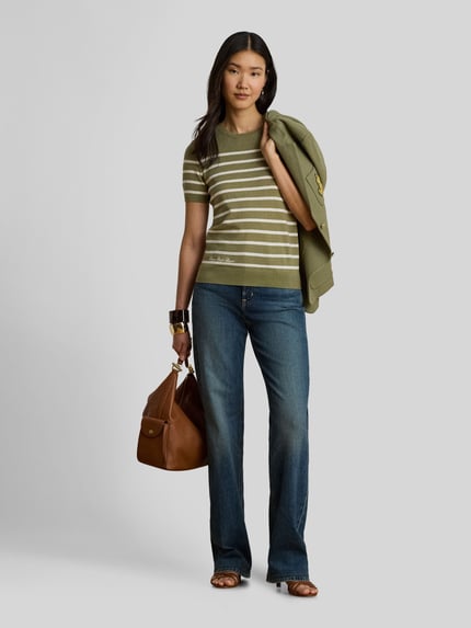 Lauren Ralph Lauren Regular Fit Pullover aus Baumwoll-Mix mit kurzen Ärmeln Khaki 1