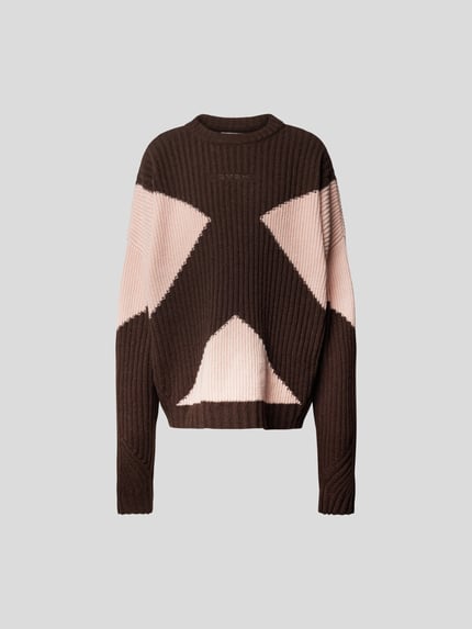 GmbH Oversize’owy sweter o wyglądzie dzianiny Ciemnobrązowy 2