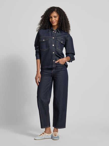 Jake*s Casual Hemdbluse mit Knopfleiste Jeansblau 1