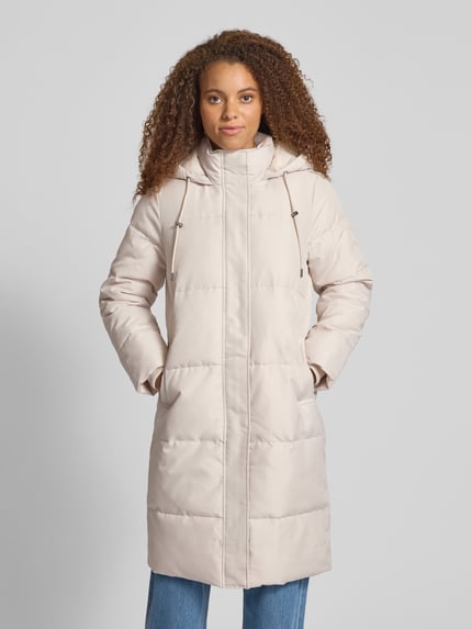 ONLY Comfort fit gewatteerde lange jas met fijne structuur, model 'IRENE' Offwhite - 4