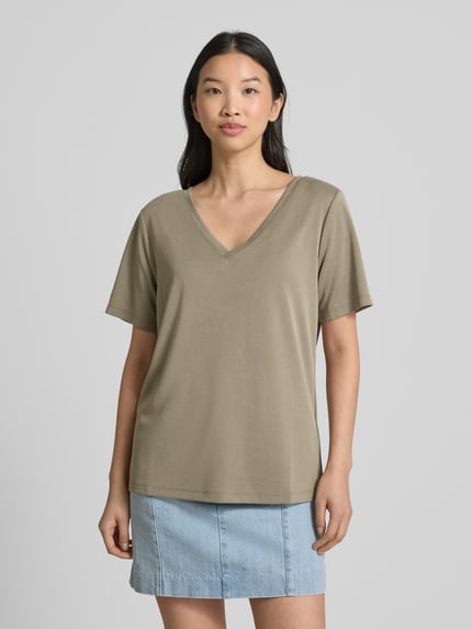 Jake*s Casual T-Shirt mit V-Ausschnitt Lind 4