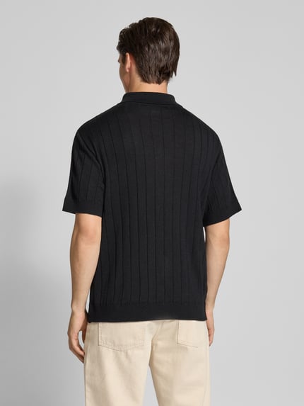 Forét Poloshirt mit gerippten Abschlüssen Modell 'ASTERN' Black 5