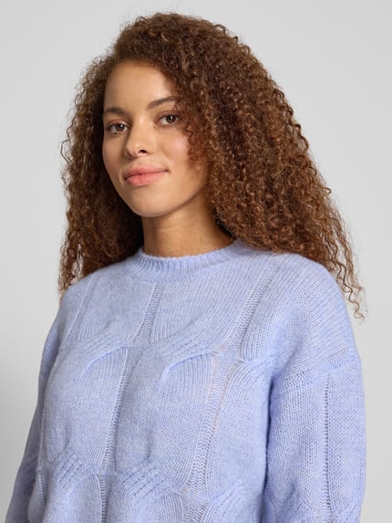PIECES Relaxed Fit Strickpullover mit Woll-Anteil Modell 'JENNA' Hellblau 3