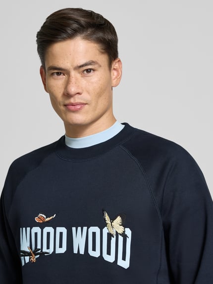 Wood Wood Sweatshirt met motiefstitching, model 'Hester' Donkerblauw - 3