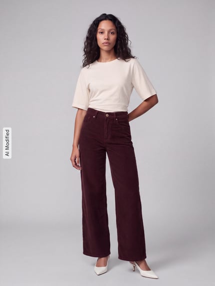 ONLY Wide leg corduroy broek van katoenmix model 'HOPE' Prune - 1