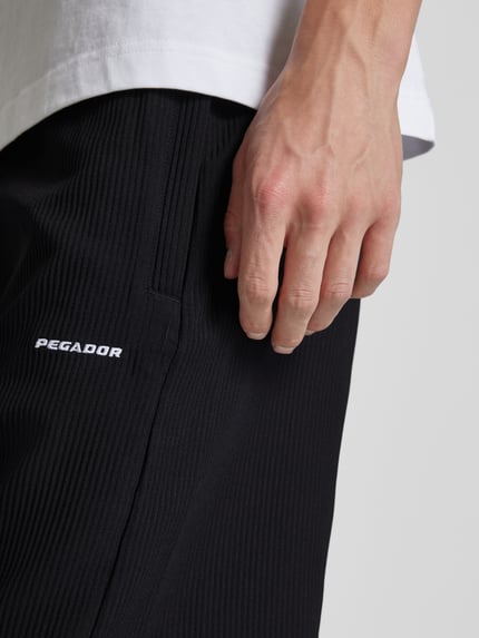 PEGADOR Regular fit korte broek in riblook Zwart - 3