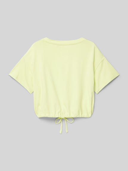 Tom Tailor T-shirt o kroju relaxed fit z czystej bawełny z nadrukiem z napisem Jasnożółty 3