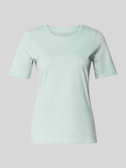 Produktfoto, T-Shirt mit Rundhalsausschnitt von Christian Berg Woman aus reiner Baumwolle, Regular Fit, helles Mintgrün, glatte Textur