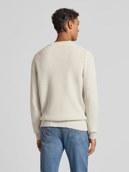 MAERZ Muenchen Strickpullover aus Schurwolle mit Strukturmuster Offwhite 5