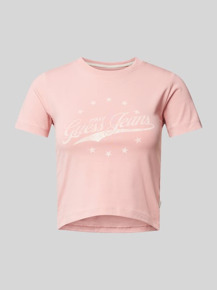 GUESS Jeans Kort T-shirt met labelprint Oudroze - 2