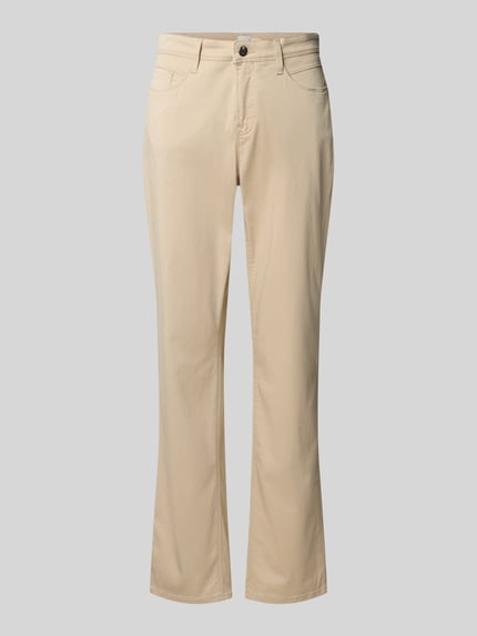 Produktfoto, Flared Fit Stoffhose mit Lyocell-Anteil Modell 'Carola' von Brax in Beige, 5-Pocket-Design, glatte Struktur