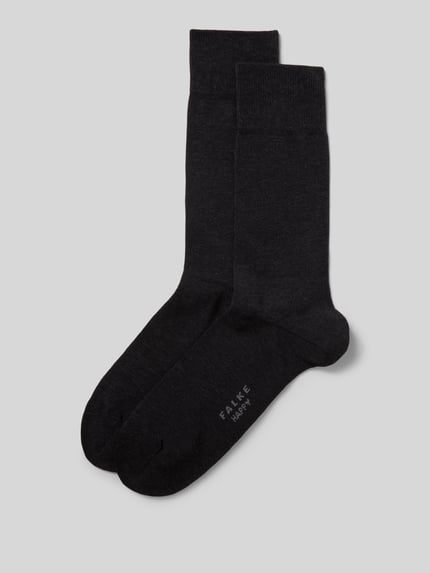 Produktfoto, Socken im 2er-Pack von FALKE in Schwarz, Modell 'Happy', Baumwollmischung, breiter Komfortbund, verstärkte Ferse und Spitze.