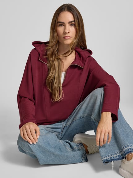 s.Oliver RED LABEL Loose Fit Hoodie aus Viskose-Mix Bordeaux 3