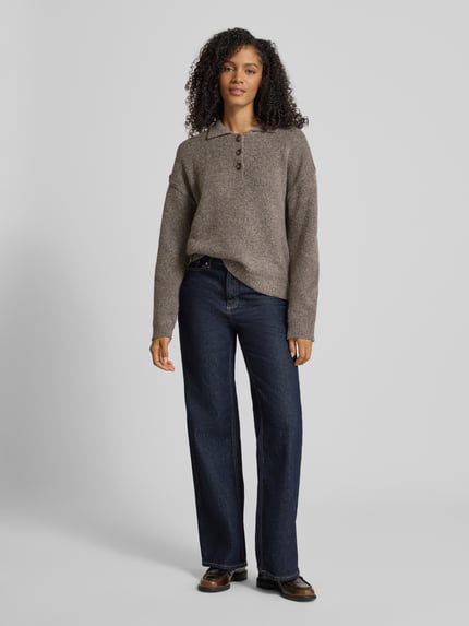 My Essential Wardrobe Oversized gebreide pullover met polokraag, model 'Paloma' Lichtblauw gemêleerd - 1