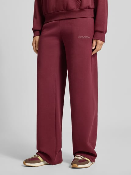 REVIEW Straight Fit Sweatpants aus Baumwoll-Mix mit Label-Detail Bordeaux 4