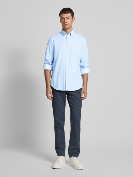 Christian Berg Men Regular Fit Freizeithemd aus reiner Baumwolle Bleu 1