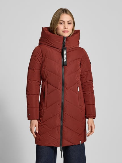 khujo Płaszcz pikowany o kroju regular fit z nadrukiem z logo model ‘Darka’ Ciemnoczerwony 4