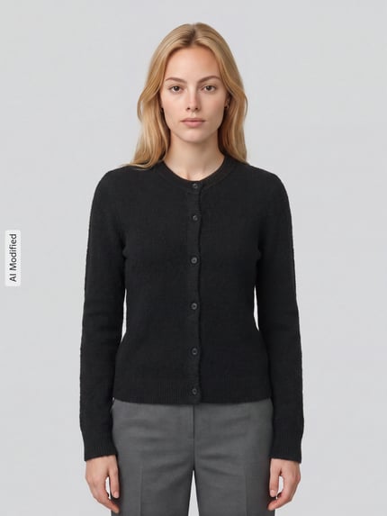 PIECES Regular Fit Strickjacke mit Woll-Anteil Modell 'MALOU' BLACK 4